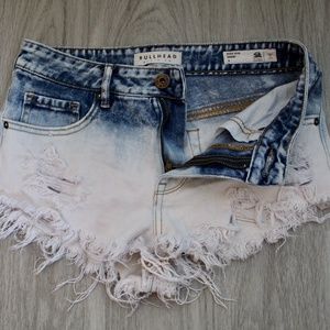 High Rise Demin Cut Bleach Ombre Shorts